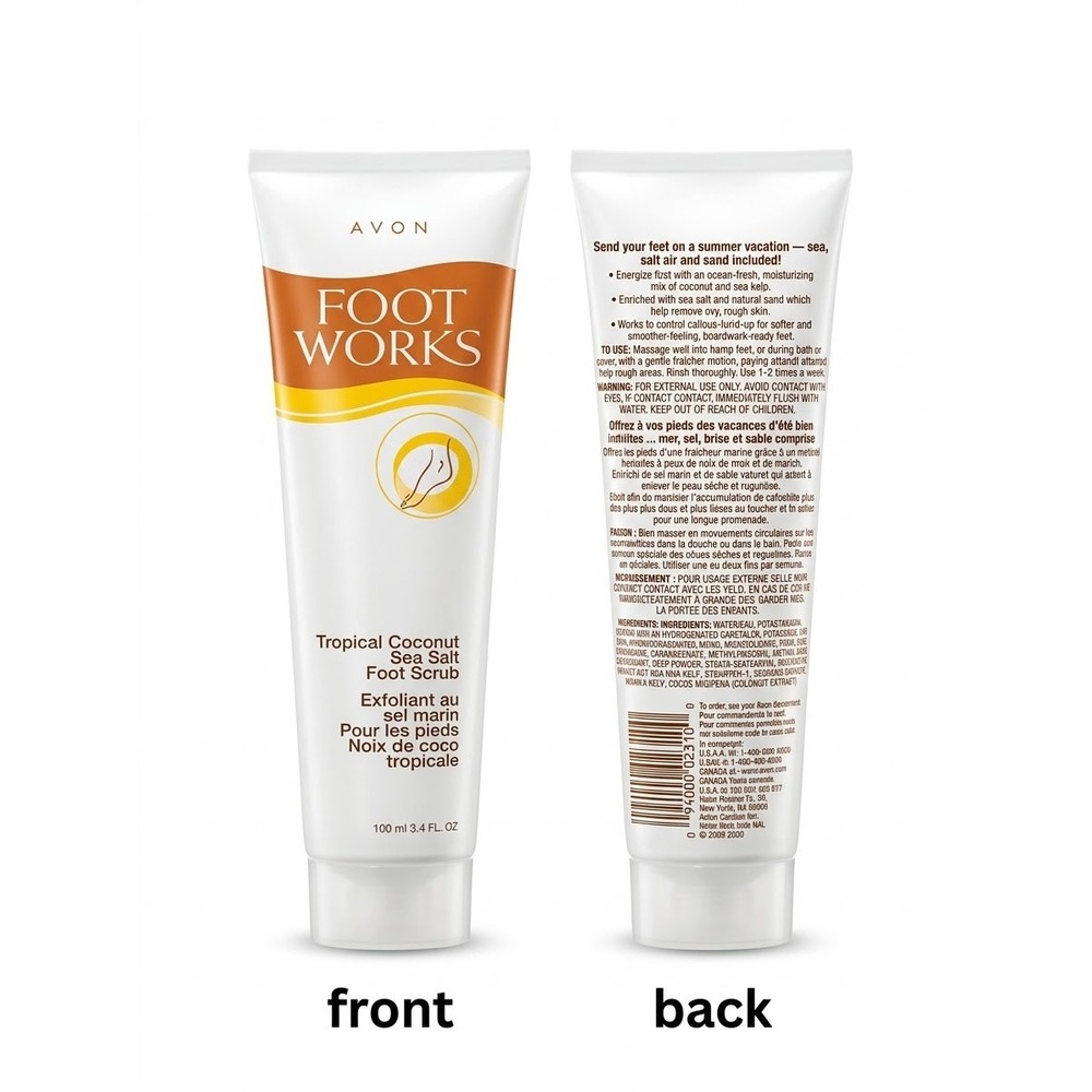 Avon Foot Works Tropical Coconut Sea Salt Foot Scrub 3.4 fl oz Discontinued